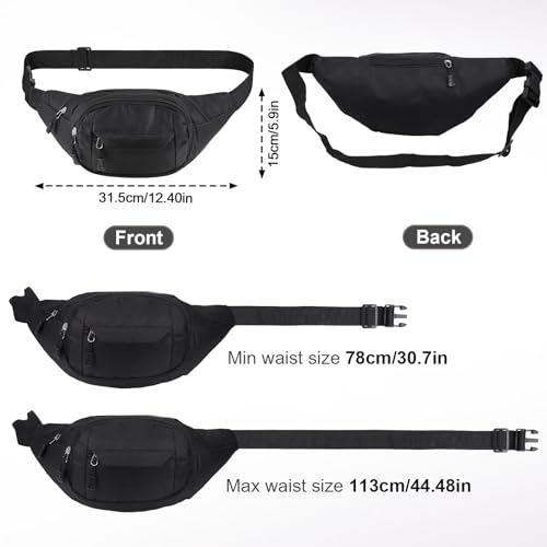 Zocipro 2 Stück Gürteltasche Damen und Herren, Bauchtasche Outdoor Sport Wasserdicht mit Verstellbarer Gurt, Stylische Gürteltasche zum Umhängen, Schwarz + Grau