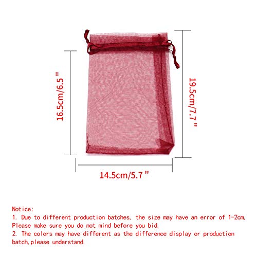 Image of Dealglad 100pcs Drawstring Organza Jewelry Candy Pouch Party Wedding Favor Gift Bags (6x8 inch, Wine)