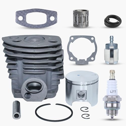 HAISHINE Nikasil Plateado Pistón del Cilindro Kit de cojinetes para Husqvarna 51 55 Rancher (46 mm) Motosierra Línea de Filtro de Combustible Gásquet 503 16 91-71
