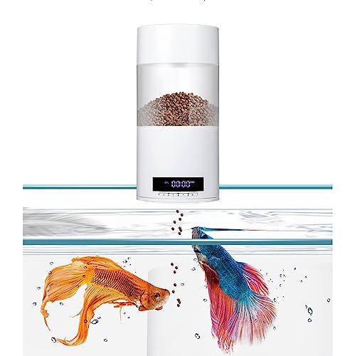 Comedero automático para peces, dispensador de temporizador digital de 500 ml con pantalla LCD, recargable y totalmente sellado para acuario