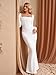 EYNMIN Corset Maxi Dress Long Sleeve Square Neck Ruched Bodycon Elegant Formal Wedding Guest Dresses for Women 2025 Fall White