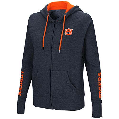 Colosseum Women's NCAA-Contract-Cotton/Poly-Fleece Full Zip Up Hoodie Sweatshirt-Auburn-Heathered Navy-Small