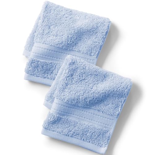 Lands' End Supima Towel Light Sea Blue Washcloth Set, 2 Piece
