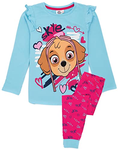 Paw Patrol Girls Skye Pajama Set | Kids Blue & Pink Loungewear T-Shirt & Pants Complete PJ Bundle | Nightwear Pajama Gift