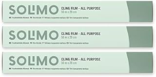 Amazon Brand - Solimo Cling Film All Purpose - 29 cm x 50 m - 3 rolls