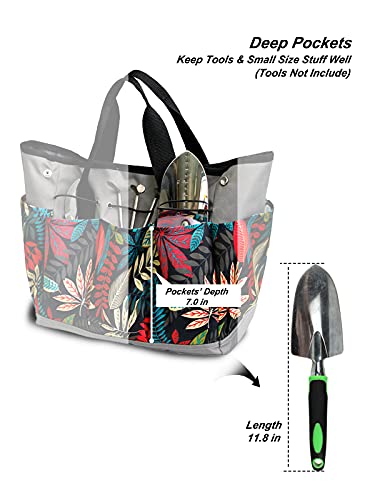 Garden Tools Tote Bag for Women - Gardening Organizer with Deep Pockets for Gardener Regular Size Tools, Heavy Duty Waterproof Oxford Cloth, Excellent Gift for Family & Friends 1 Pcs - Thumbnail 3