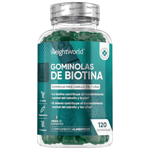 Gominolas de Biotina 5000 mcg para Cabello Piel y Uñas 120 Unidades - Multivitaminas y Minerales en Gomitas con Vitamina C, E, del Grupo B, D, A, Selenio, Yodo, Colina, Inositol y Más para 2 Meses
