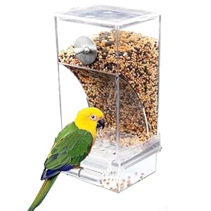 Automatischer Futterspender Vogel Transparent Vogelfutterspender Käfig Acryl Futterautomat Papageien Vogelfutterhaus für Wellensittiche Nymphensittiche Finken Sittiche