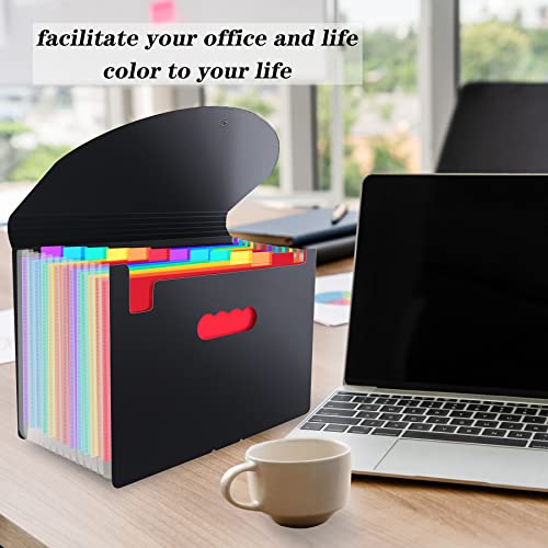 Expanding File Folders Organizer, 12-Pocket Colored File Folders, Letter Size Office Folders, A4 Paper Document Receipt Organizer, Mobzio Accordion File Organizer With Tags And Closure (Black) #TOP6