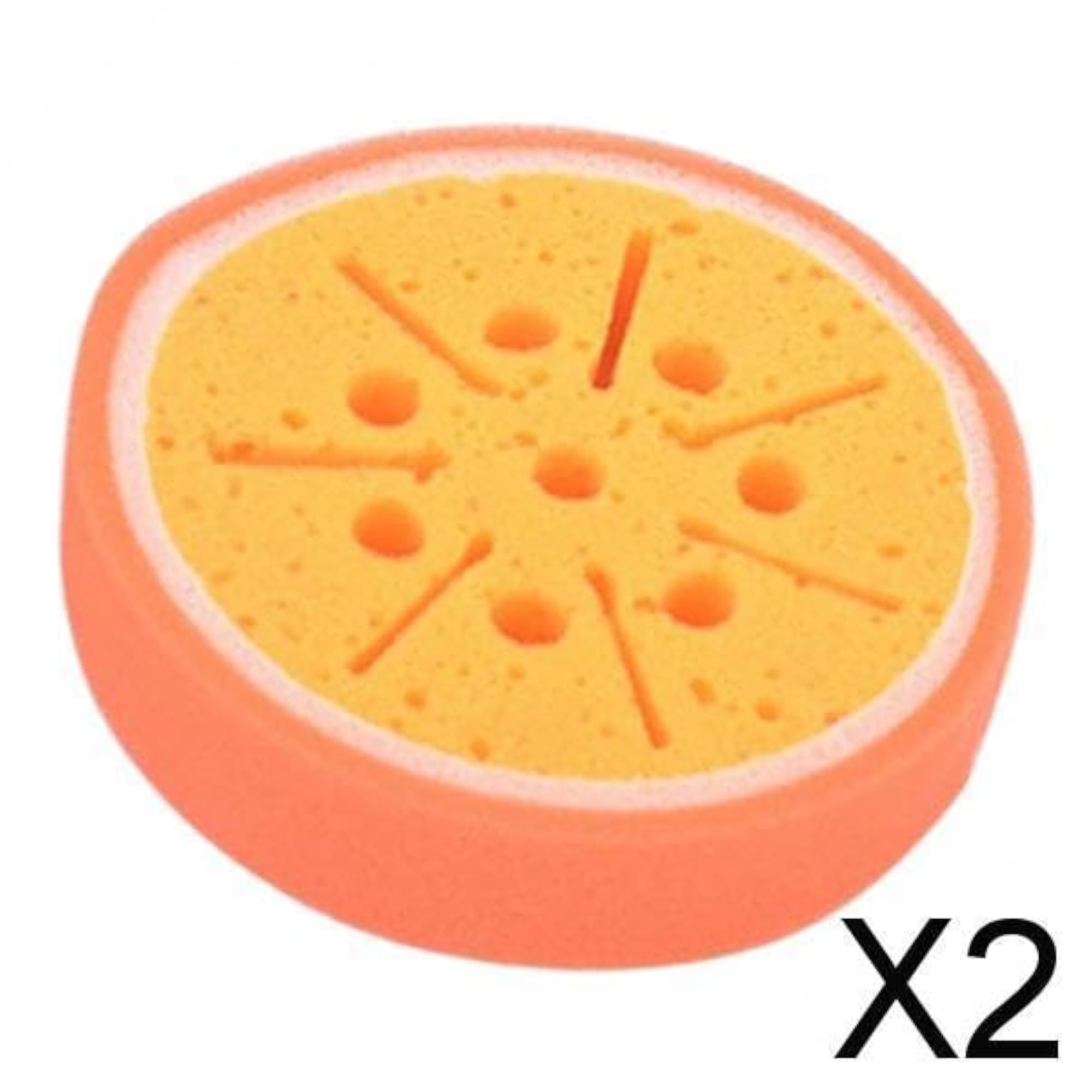 2x Cartoon Fruit Bath Cleaning Sponge Set for Children, Orange