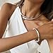 Inactwin Chunky Gold Choker Necklace for Women With Bracelets, 18K Gold Plated Statement Teardrop Collar Silver Minimalist Fashion Accessories Jewelry Gifts (Silver Necklace Bracelet Set)