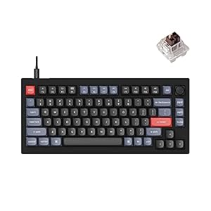 Keychron V1 75% Wired Mechanical Keyboard, QMK/VIA Programmable, Hot-swappable K Pro Brown Switches, Compatible with Mac Windows Linux – Carbon Black