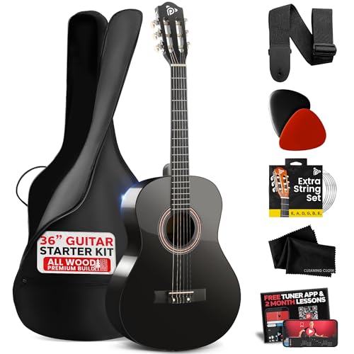 Pyle Kit de Guitarra Acústica para Principiantes, Instrumento Tamaño 3/4 Junior para Niños, Adultos,...