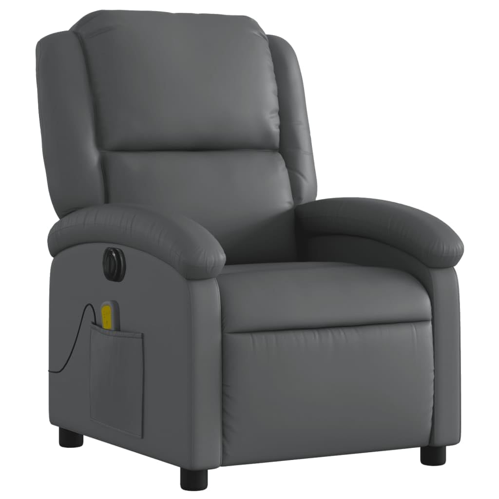 Poltrona Massaggiante Elettrica Reclinabile Grigio Similpelle,Poltrona Massaggiante,Poltrona Relax Massaggiante,Poltrone Relax per Soggiorno-3204222