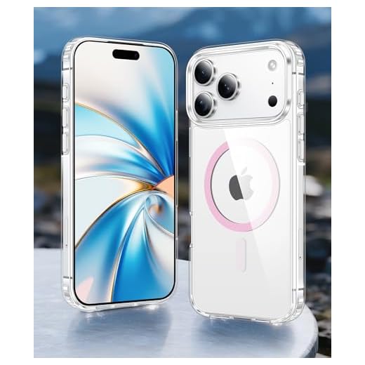 for iPhone 17 Pro Case: Compatible with MagSafe,[Not-Yellowing] [Military-Grade Drop Protection] Shockproof Protective Magnetic Phone Bumper Cover, Clear+Pink
