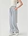 Shebote Women's Casual Striped Wide Leg Pants Y2k Drawstring Elastic High Waisted Trousers Loose Lounge Palazzo Pants(0456-Blue-S)