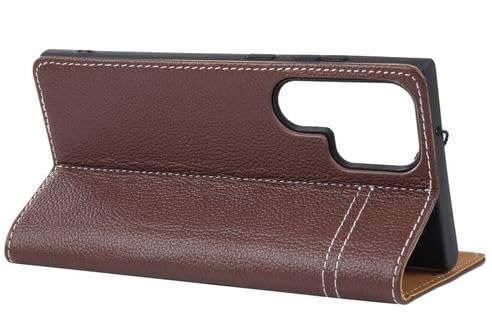 Coque Galaxy S22 Ultra en cuir véritable marron étui chic - 4