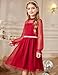 Arshiner Red Dress for Girls Christmas Long Sleeve Formal Party Holiday Tulle Dresses Size 10-12