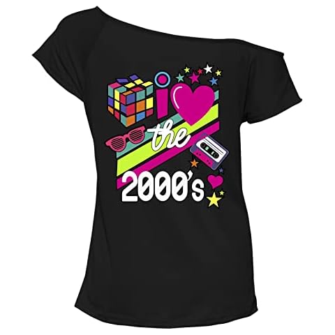 Amare Feechi 7523 Womens I Love 2000s Off Shoulder Shirt/Black/Size UK 16 Chest Size 42" Cover