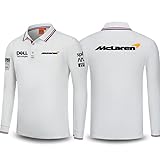 マクラーレン F1 レーシングスーツ ファン ビジネススーツ 春秋 ラペル ポロシャツ 長袖 トップス(M,白)
