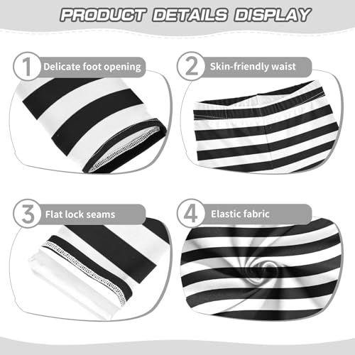 DOMIKING Black White Stripes Girl's Leggings Pants Kids' Yoga Pants Stretchy Tights Winter Kids Sweatpants 4 Years3
