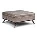 SIMPLIHOME Owen 36 inch Wide Mid Century Modern Square Coffee Table Storage Ottoman in Distressed Grey Taupe Vegan Faux Leather, Assembled, for the Living Room, Entryway and Family Room