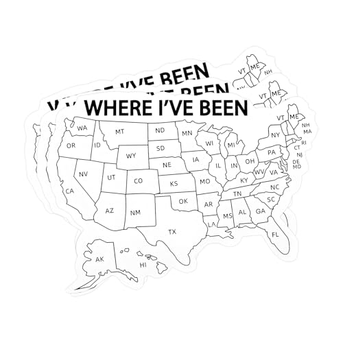 YTFRL 3PCS Where I've Been Map Vinyl Coloring Sticker, 3" Waterproof USA Map Decals to Track Travel Journal, UV-Protected Visited States Travel Stickers for Car Trailer RV Truck