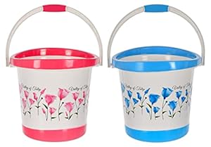 Kuber Industries Bucket Set for Bathroom|Unbreakable Plastic Bucket|Pocha Bucket Capicity 18 Litre|Pack of 2|Multi