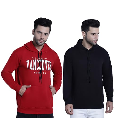 Image of Mack Jonney Printed Hooded Cotton Fleece Sweatshirt for Men (Pack of 2)-MACK50710