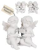 Out of the blue Sitzendes Engelpärchen mit Kristallherz – Polyresin Engelsfiguren – Dekorative Engel Deko für Weihnachten, Tisch & Fensterbank – Perfekte Geschenkidee für Deine Liebsten
