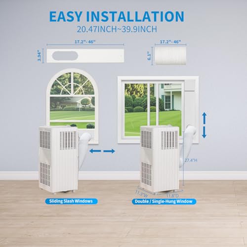 Image of Portable Air Conditioners, 8000 BTU Portable AC, Cools up to 350 Sq. Ft 3-in-1 Mobile AC for Room with Dehumidifier Fan Sleep Mode, 24H Timer, Remote Control, and Window Installation Kit Included