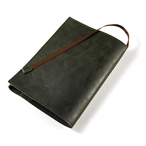 Felicità ブックカバー PUレザー 合皮 紐 しおり付き ポケット付き 手帳カバー アーミーグリーン A6 サイズ FTBC01-PU-AG10