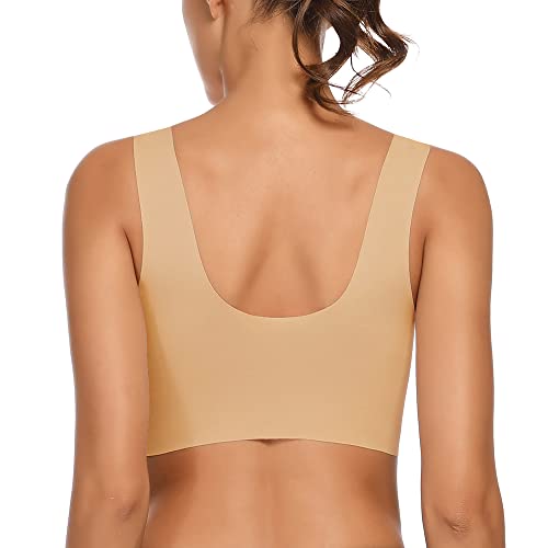 WOWENY Womens Wirefree Padded Bras Everyday Lounge Bra Sleeping Seamless Straps Bralettes Full Coverage Pullover Plus Size2