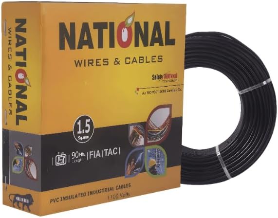 NATIONAL CCA Copper Wire – 91 Meter Length, 1.5mm Wire No.11 Gauge – Superior Conductivity for Electronics - Black Wire