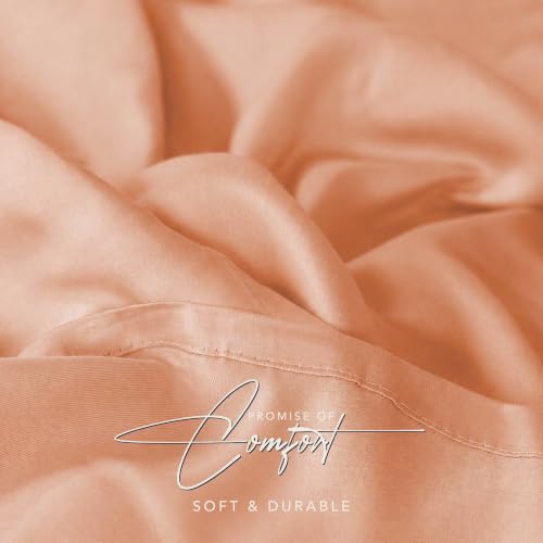 Image of Mush 100% Bamboo King Size Bedsheet with 2 Pillow Covers | 100x108 in | 300 TC Bedsheet for Double Bed King Size | Ultra Soft, Natural Breathable & Cooling Double Bed Luxury Sheets (Dusty Peach)