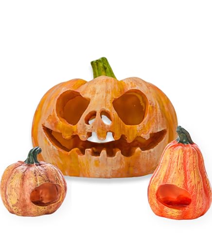 JINKEYULV Fish Hideout Pumpkin Shaped Fish Cave Pumpkin Figurine Shrimp Hide Reptile Shelter House for Halloween Fish Tank Aquarium Decoration Pumpkin Aquarium Decoration Halloween Pumpkin Set