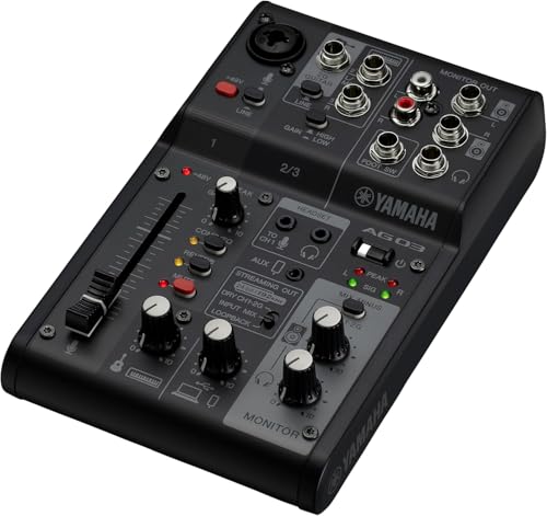 Image of Yamaha AG03MK2 Black Live Streaming Kit with mixer /USB interface, condenser microphone, headphones and mic cable