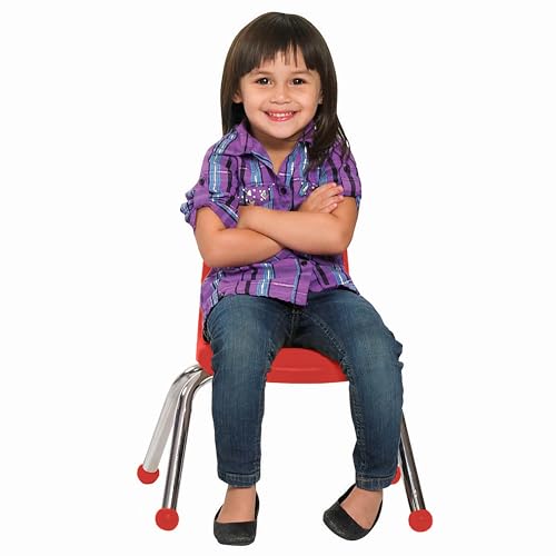 Image of FDP 10 inch School Stack Chair, Stacking Student Seat with Chromed Steel Legs and Ball Glides for Preschool, Classroom or Homeschool - Sand (2-Pack), 15409-SD