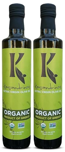 Kasandrinos Organic Olive Oil Extra Virgin, Polyphenol Rich Greek Olive Oil, 100% Organic First Cold Pressed, Mild + Delicate Flavor, Verified by Non GMO, 500 ml / 16.9 oz