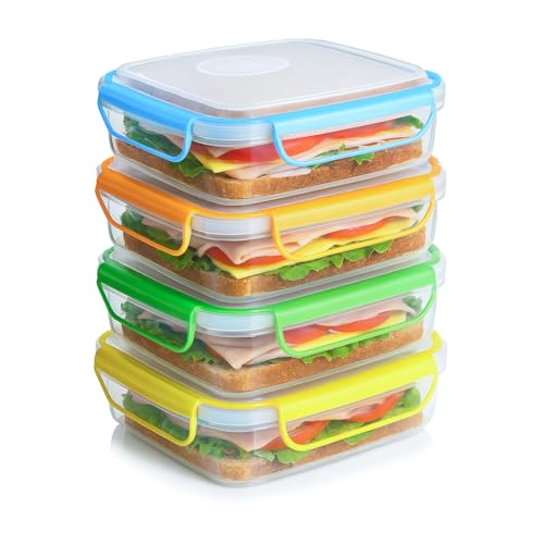 Snap Fresh - 4 Pack of Fun Size Sandwich Containers (450 ml)...
