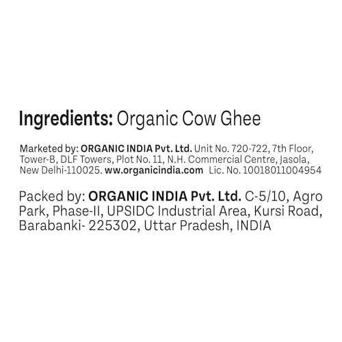 Image of Organic India Pure Cow Ghee, 1 L | Labs Tested on 250+ Parameters | Certified Organic | Glass Bottle | Sourced from Organically Fed Cows | Authentic Taste, Rich in Healthy Fat