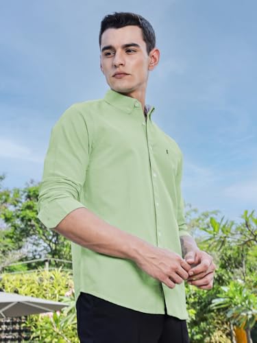 Image of Thomas Scott Men's Cricket Club Collection Classic Regular Fit Twill Shirt | 100% Cotton Long Sleeve Solid Shirt with Button Down Collar (Available in Plus Size)