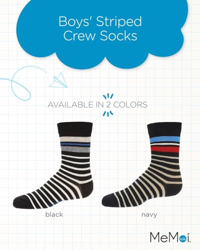 MeMoi Boys Striped Cotton-Rich Fine-Gauge Crew Sock2