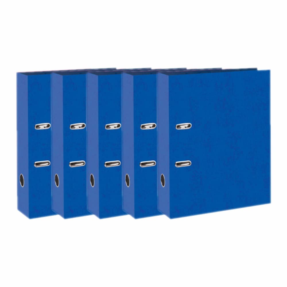 5 X Lever Arch File - 75mm Spine, Suitable for A4 Documents 100% Recycled Board 2 Metal Ring 31cm x 28cm x 7cm Perfect for Home, Office, School and Many More Paperwork (Blue)
