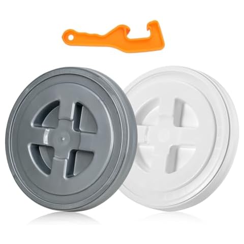 ZAIXIA 2 Pieces 5 Gallon Bucket Lid with Bucket Lid Opener,Plastic Storage Bucket Leak-Proof Screw Seal Lids,Pet Food Storage Container Lid for Home Paint Storage Buckets Cover