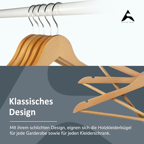 A ACTIVE SOUL Holzkleiderbügel 20er Set mit Einkerbungen & Mittelstrebe – Ansicht 2
