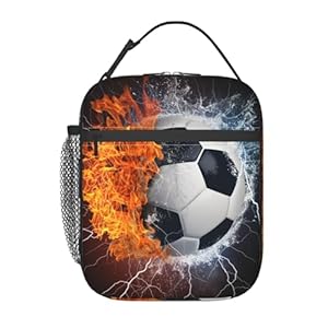 Soccer Ball Sport Lunch Box for Kids Adults Girls Boys Lunch Bag Cooler Tote Reusable Insulated Lunch Bag Container Gifts for Office Picnic Travel Work School