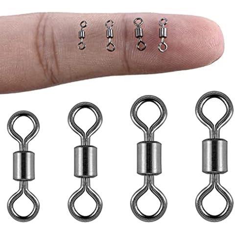 Alwonder 100PCS Micro Swivels for Fly Fishing, Small Rolling Barrel Swivels Fly Fishing Tackles, High Strength Barrel Swivel Hook line Connector with Black Nickel Coating 20LB Cover