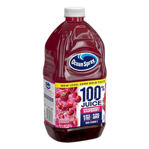 Image of Ocean Spray 100% Juice Cranberry Raspberry Juice Blend, 64 Fl Oz Bottle (Pack of 2)