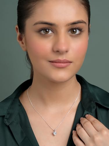 Image of Clara 925 Sterling Silver Heart Solitaire Pendant Earrings Chain Bracelet Ring for Women & Girls| Platinum Plated | Gift for her